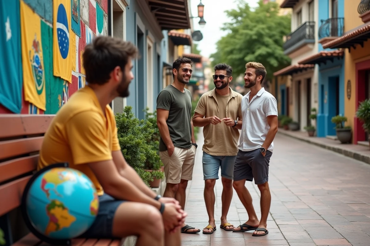 Trois amis discutant près d