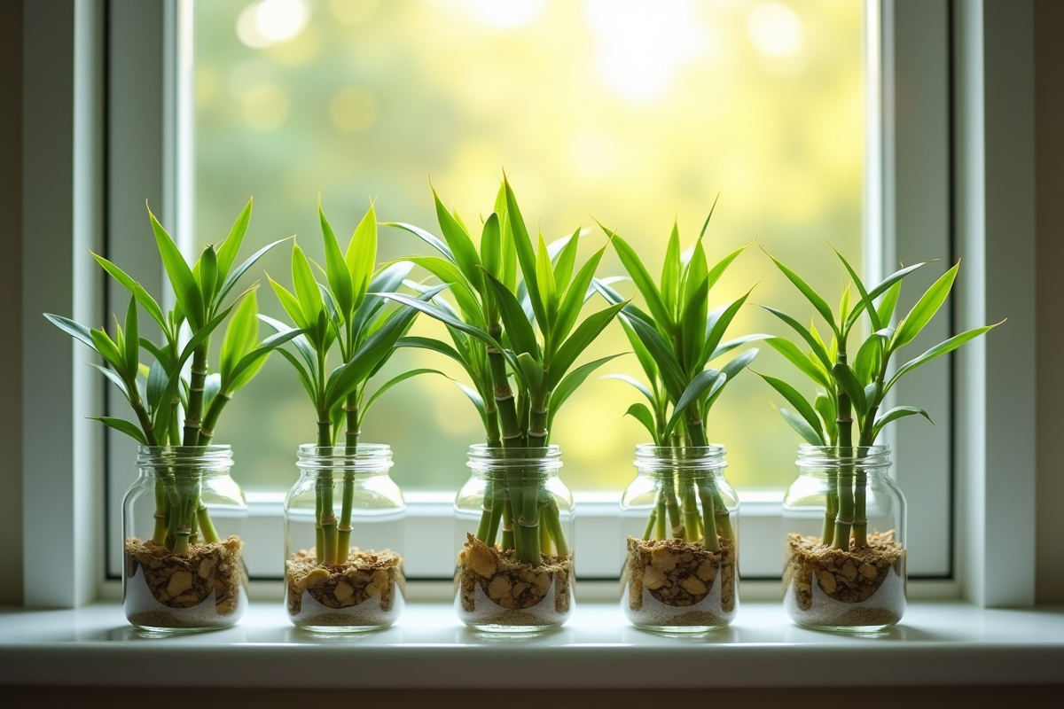 Bambous sains dans des vases d