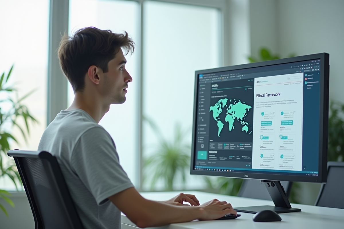 Jeune développeur regardant un diagramme d