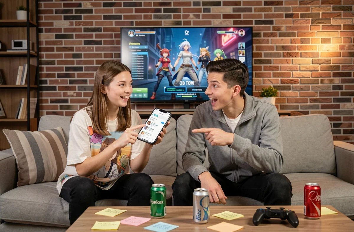 Deux joueurs découvrant les codes secrets du jeu Anime Last Stand ensemble dans un salon gaming