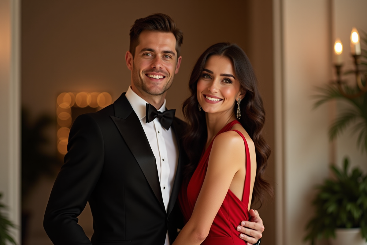 Couple élégant en soirée habillé chic lors d'un événement